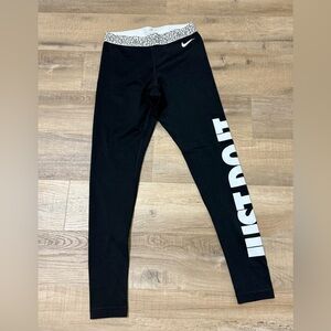 Nike pro dri fit workout pants black with white logo